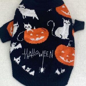 BOGO! NWT BLACK PUMPKIN WHITE CAT HALLOWEEN DOG SWEATER COSTUME MEDIUM & LARGE